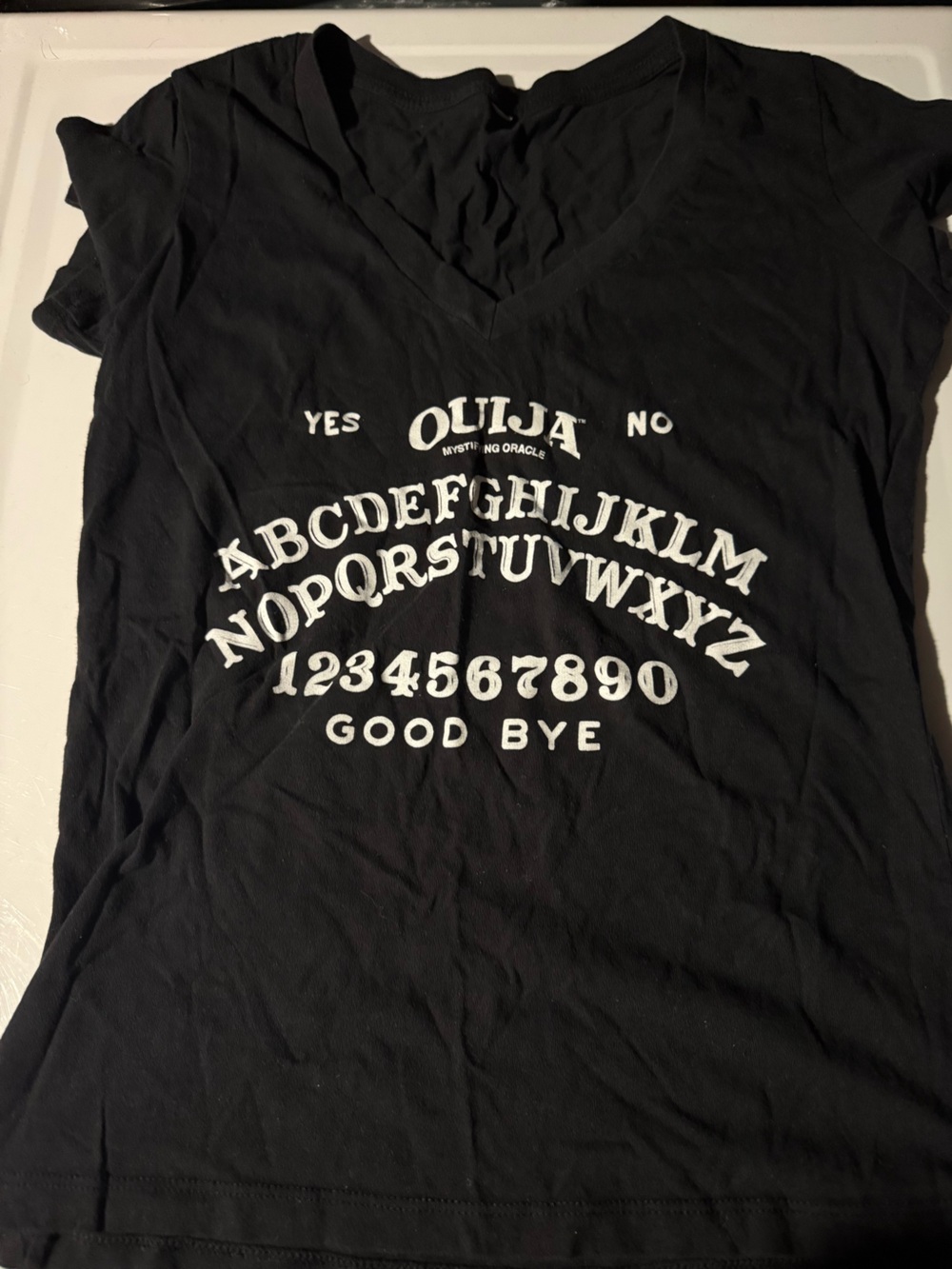 Ouija Graphic V-Neck Tee - Black